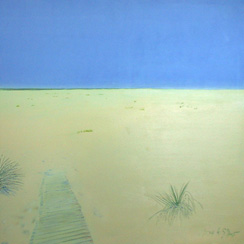 Strand mit Steg, Ölmalerei contamporary art painting
