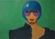 Frau mit Helm