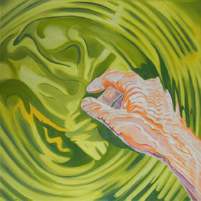 hand, water, green, reflexion, reflexes, waves