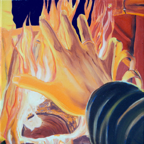 hand, fire, hot, orange, kontrast