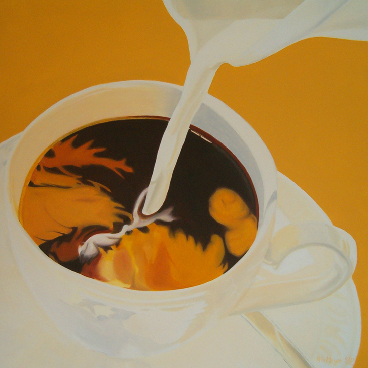 kaffee, Öl auf Lw, 1x1m #meyers-art #moments #Momente
