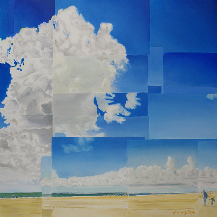 cloud #beach #canvas #painting #oil #northsea #sun #blue sky