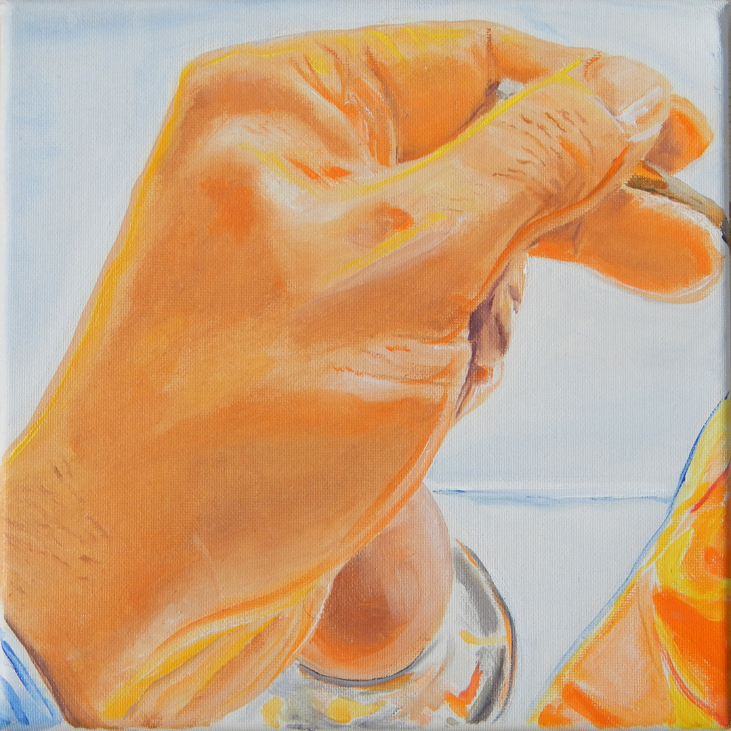 thinking breakfast hand contamporary art painting